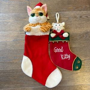 Pair of Adorable Kitty Christmas Stockings.